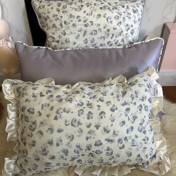 Lilac Pearl Faux Leather Throw Pillows - Picture 4 of 14